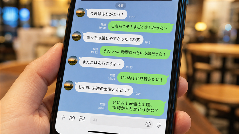 テンポよく返信して会う約束につなげるメッセージのやり取り